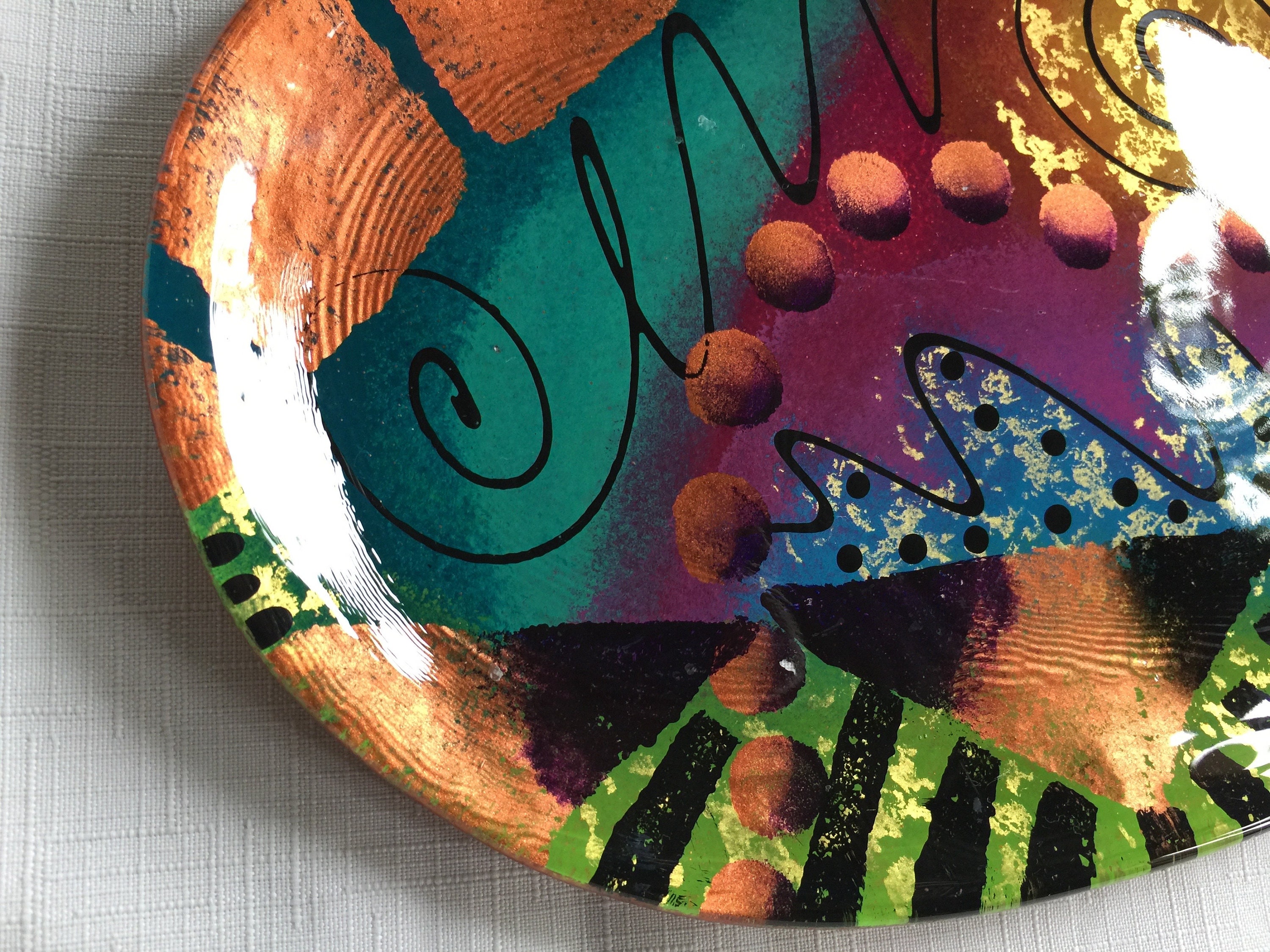 Art Glass Plate Paint Art Plate Art Trinket Dish Art Glass Etsy