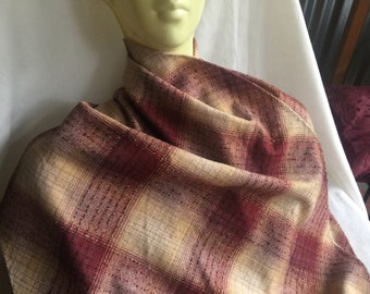 Plaid Scarf, Plaid Wool Scarf, Brown Wool Scarf, Brown Winter Scarf, Brown Magenta Scarf, Magenta Wool Scarf, Earth Tone Scarf, Autumn Scarf