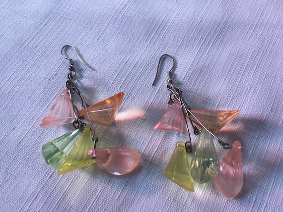 60 Pastel Earring, Pastel Earring, Pastel Dangle,… - image 1