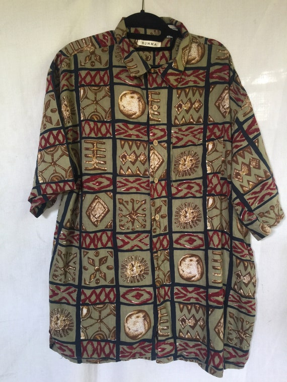 Men 80s Shirt, Africa Print Shirt, Jungle Print Shirt, Jungle Shirt, Tiki Shirt, Tropical Shirt, Africa Shirt, Africa Top, XL Shirt, Shirt