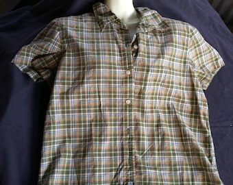 Blusa de manga curta, blusa xadrez de algodão, blusa xadrez de algodão, blusa xadrez, blusa xadrez, blusa xadrez verde, blusa de algodão, blusa casual, blusa verde,