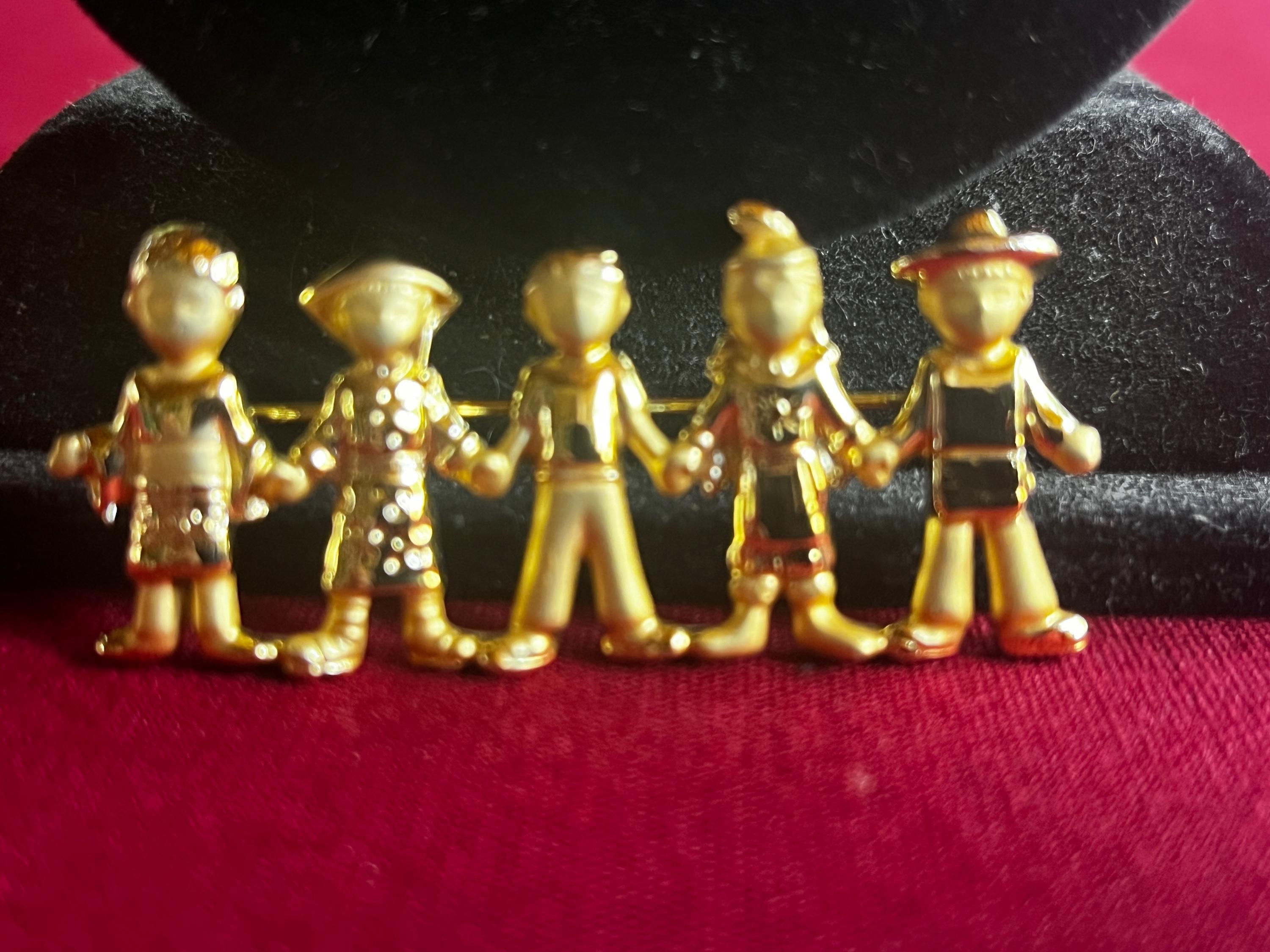 Multicultural Club Pin Gold Pin, Peace Pin, Multi-cultural Pin, Children Pin, Holding Hands ...