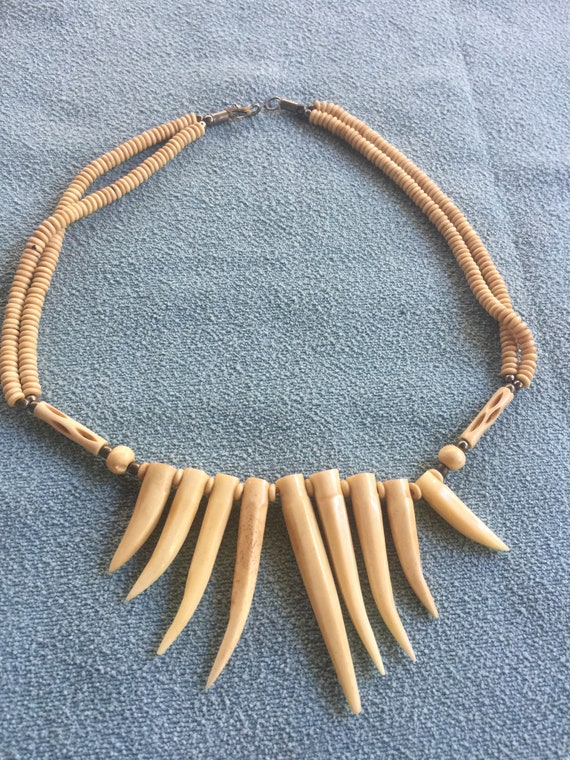 Africa Necklace, Tooth Necklace, Tribal Necklace, 
