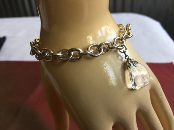 SIlver Bracelet, Clear Bracelet, Clear Stone Bracelet, Chunky Bracelet, Charm Bracelet, Dangle Bracelet, Stone Bracelet, Link Bracelet