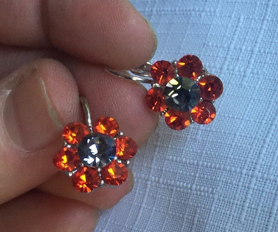 Orange Drop Earring, Orange Earring, Orange Spark… - image 2