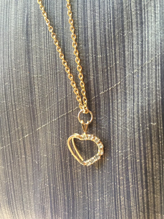 Gold Heart Pendant, Zirconia Pendant, Heart Penda… - image 5