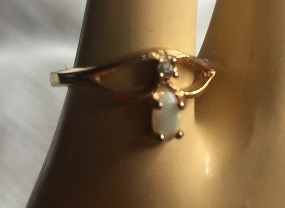 Opal Diamond Ring, Opal Pinkie Ring, Opal Pinky R… - image 4