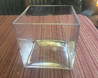 Clear Glass Vase, Clear Rectangle Vase, Clear Tall Vase, Clear Square Vase, Square Vase, Clear Vase, Transparent Vase, Heavy Clear Vase