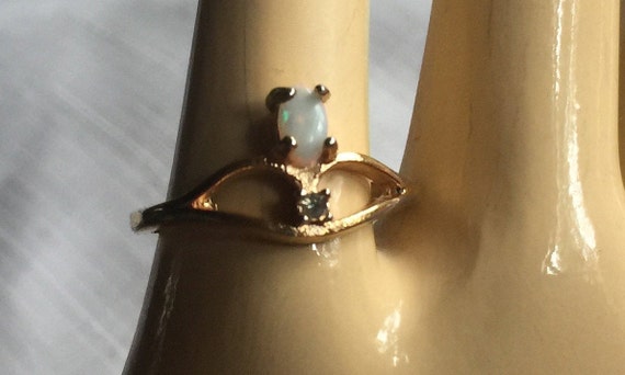 Opal Diamond Ring, Opal Pinkie Ring, Opal Pinky R… - image 5