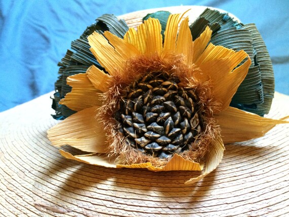 Sunflower Hat, Wide Brim Hat, Straw Hat, Flower H… - image 3