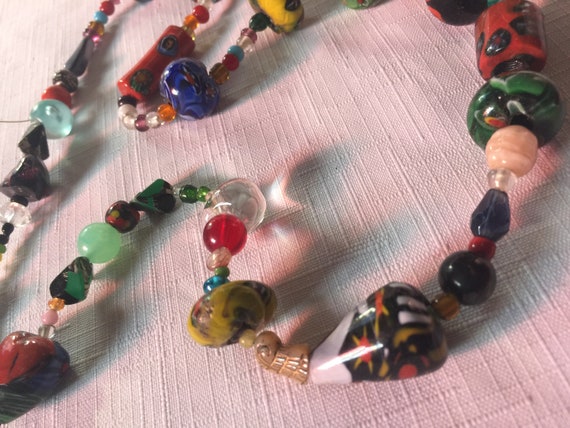 Multi Color Necklace, Glass Necklace, Rustic Neck… - image 3