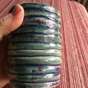 Blue Mug, Pottery Mug, Tea Mug, Tea Bowl, Handleless Mug, Handleless Cup, Pottery Pencil Cup, Ceramic Cup, Thrown Cup, Blue Purple Cup