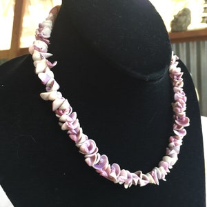 Shell Necklace, Surfer Necklace, Lavender Necklace, Shell Boho Necklace, Beach Necklace, Hawaii Necklace, Pastel Beads, Hippie Necklace