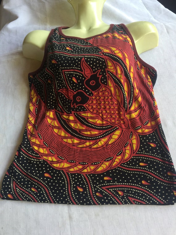 Black Art Pullover, Art Sleeveless Top, Batik Top,