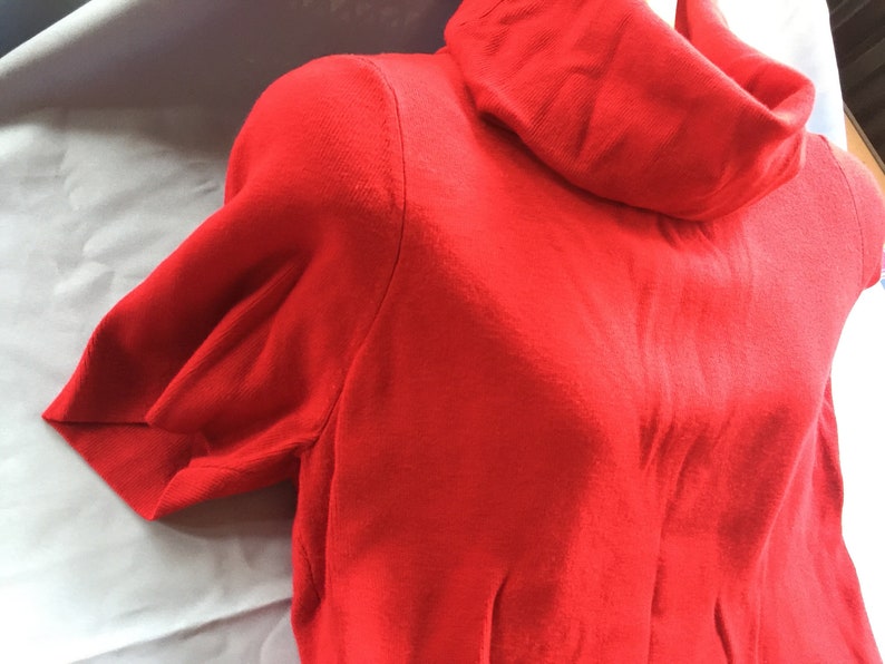 Red Top, Short Sleeve Red Top, Red Blouse, Red Knit Top, Red Turtle Neck, Red Turtleneck, XL Sweater, Red Sweater, Red Pullover, XL Knit Top image 5