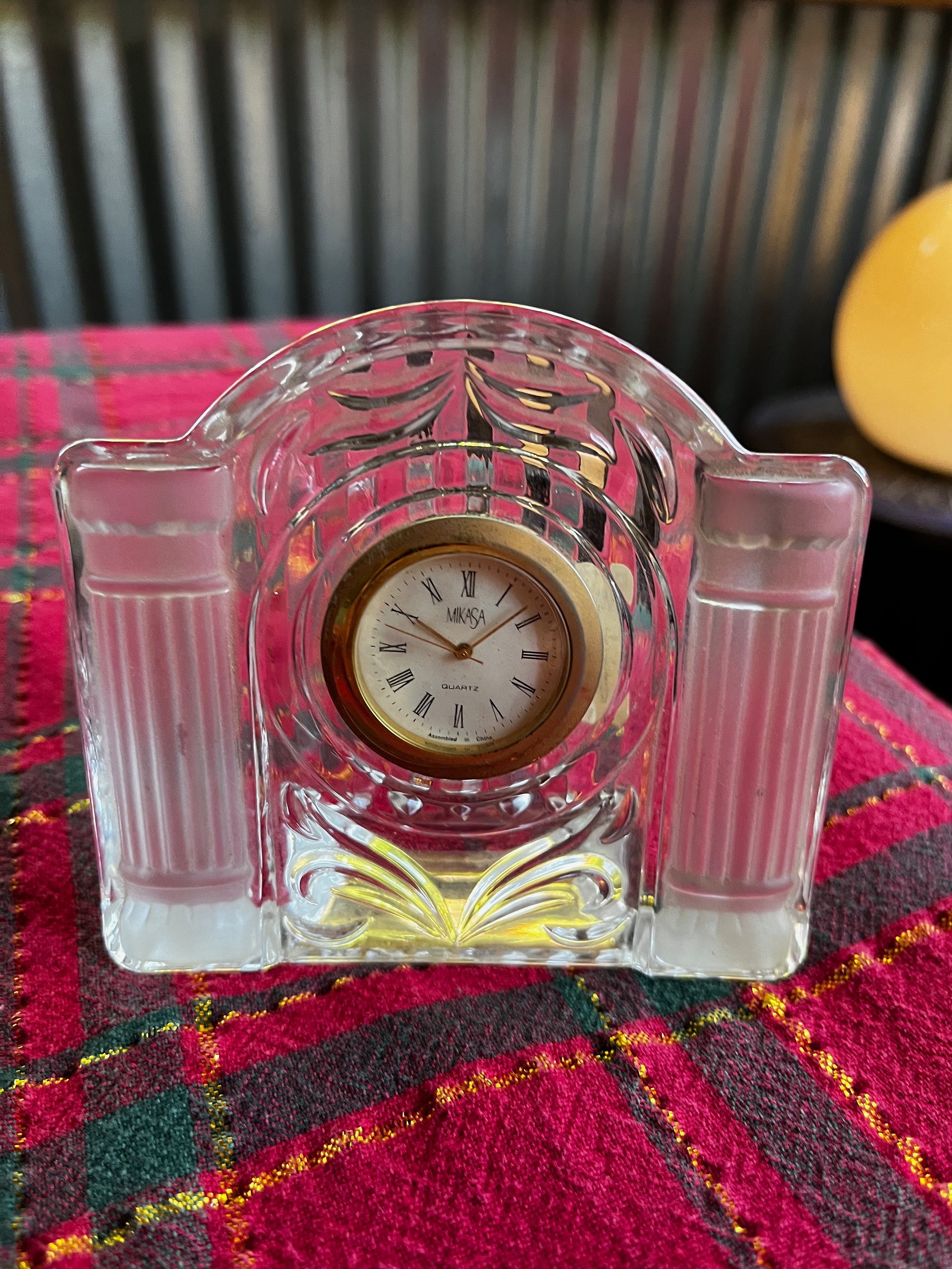 MIKASA/vintage/時計 Mikasa Crystal Mantle Clock, Mid-century Elegant Glass Clock - Etsy