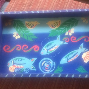 Art Tray, Decorative Tray, Folk Art Tray, Tropical Tray, Painted Wood Tray, Boho Tray, Colorful Tray, Wood Tray, Wood Art Tray, Painted Tray