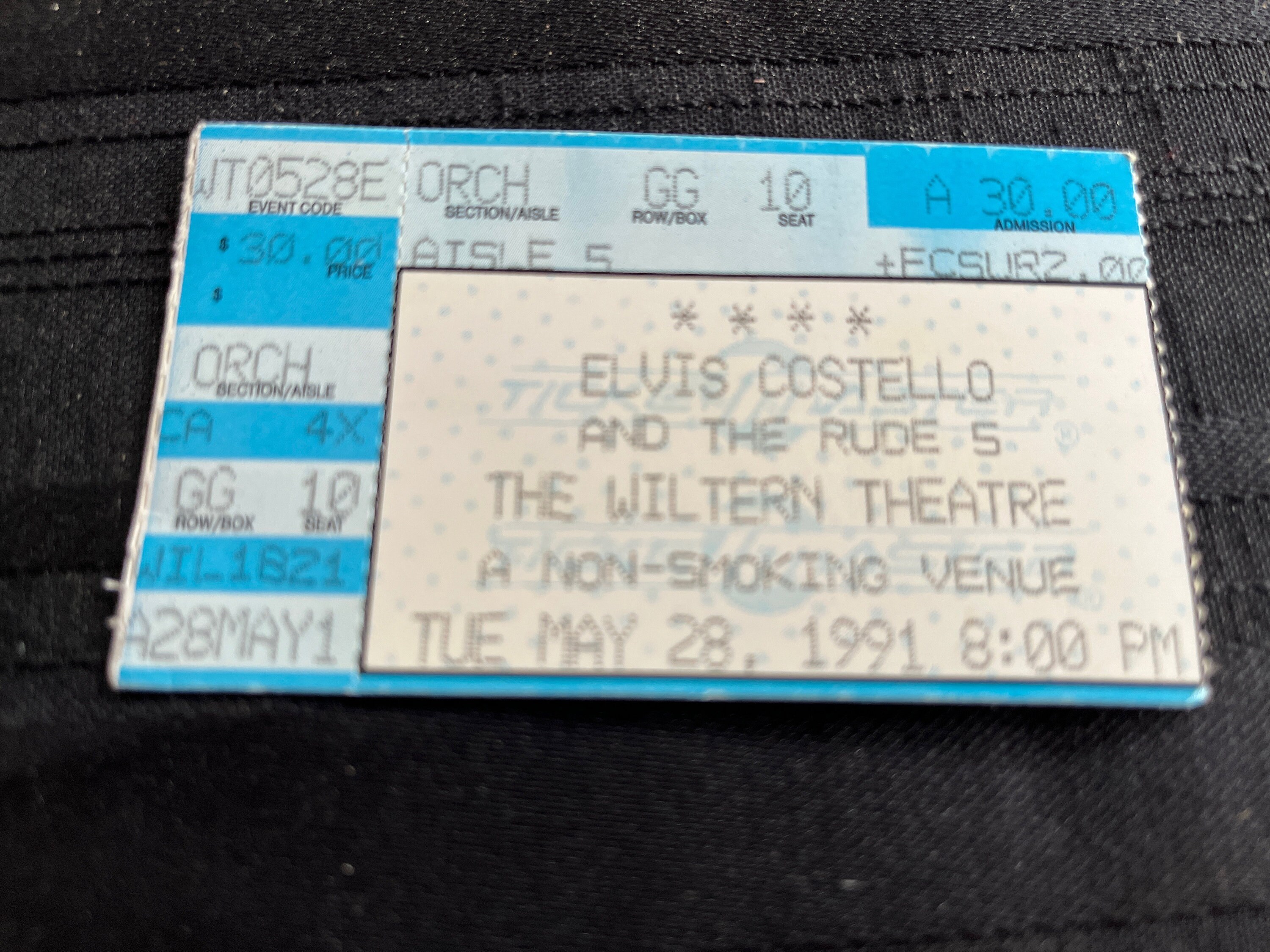 Elvis Costello, Tom Waits, 90s Concert, Concert Ticket, Teenage