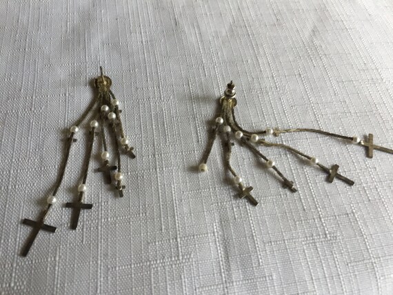 Cross Earring, Cross Drop, Cross Silver Dangle, Religious Earring, Cross Jewelry, Silver Cross Earring, Christian Earring, Christian Dangle View 4