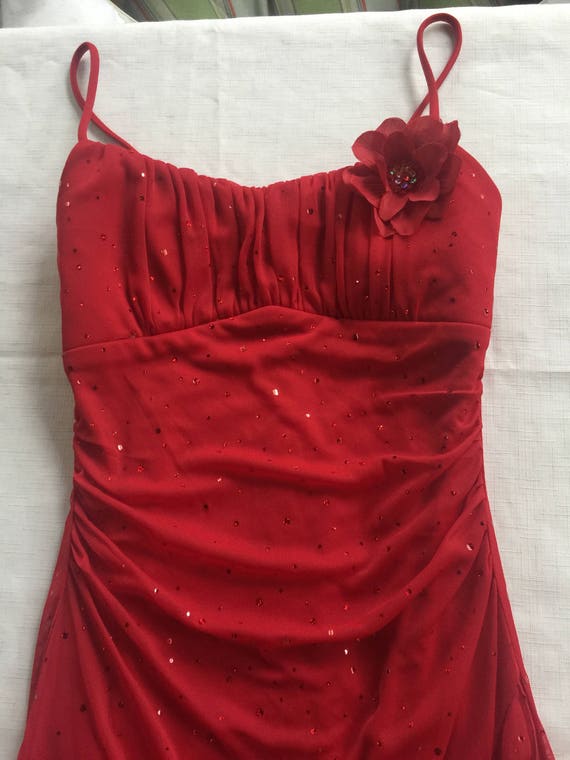 red glitter cocktail dress