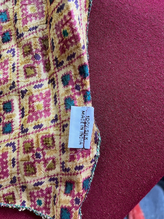 Silk India Scarf, Patchwork Scarf, Multi-color Sc… - image 6