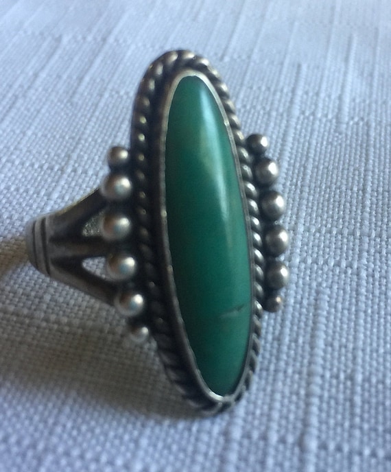 Turquoise Ring, Turquoise Solitaire, Oval Turquoi… - image 7