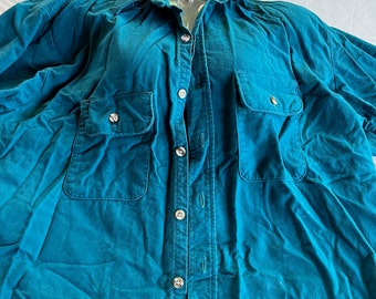 Teal Shirt, Aqua Cotton Shirt, Cotton Blue Top, Aqua Oxford Shirt, Aqua Top, XL Shirt, XL Cotton Shirt, Casual Cotton Top, Long Sleeve Top