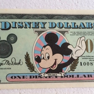 Disney Dollar, Disney 90s, Collectible Disney, Disney Ephemera, Disney Souvenir, Disneyland Ephemera, Disneyland Souvenir, Disney Money,