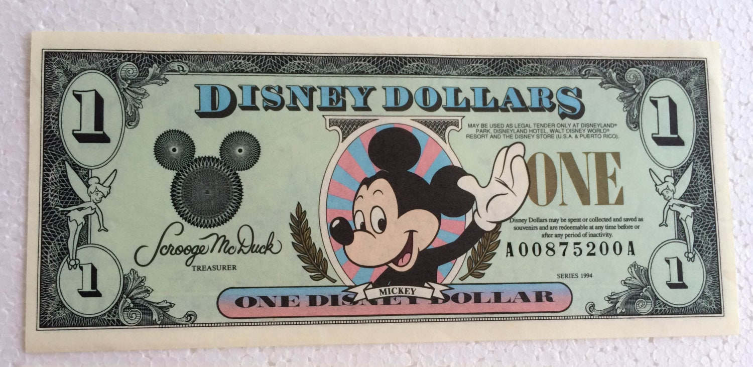DISNEY DOLLARS ディズニーダラー　1990年、1991年 Disney 1990 Series of $1 DISNEY DOLLARS MICKEY IN MINT