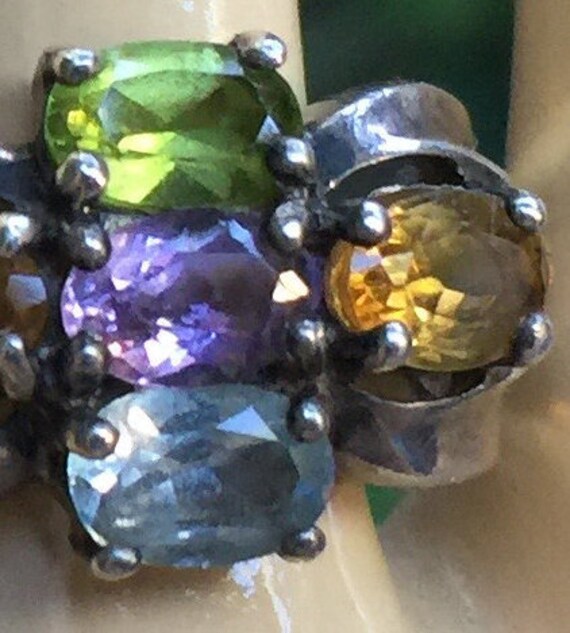 Gem Ring, Multi Color Ring, Silver Jewel Ring, Co… - image 8