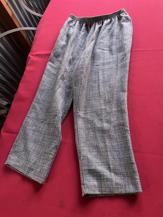 Baggy Pants, Appleseeds Pants, Blue Tweed Pants, Elastic Waist pants, Baggy Pull On pants, Wide Leg Pants, Large tweed pants, Office Pants