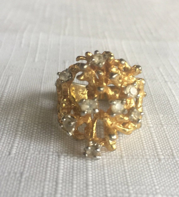 Gold Nugget Ring,Gold Cocktail Ring,Flashy Gold Ri