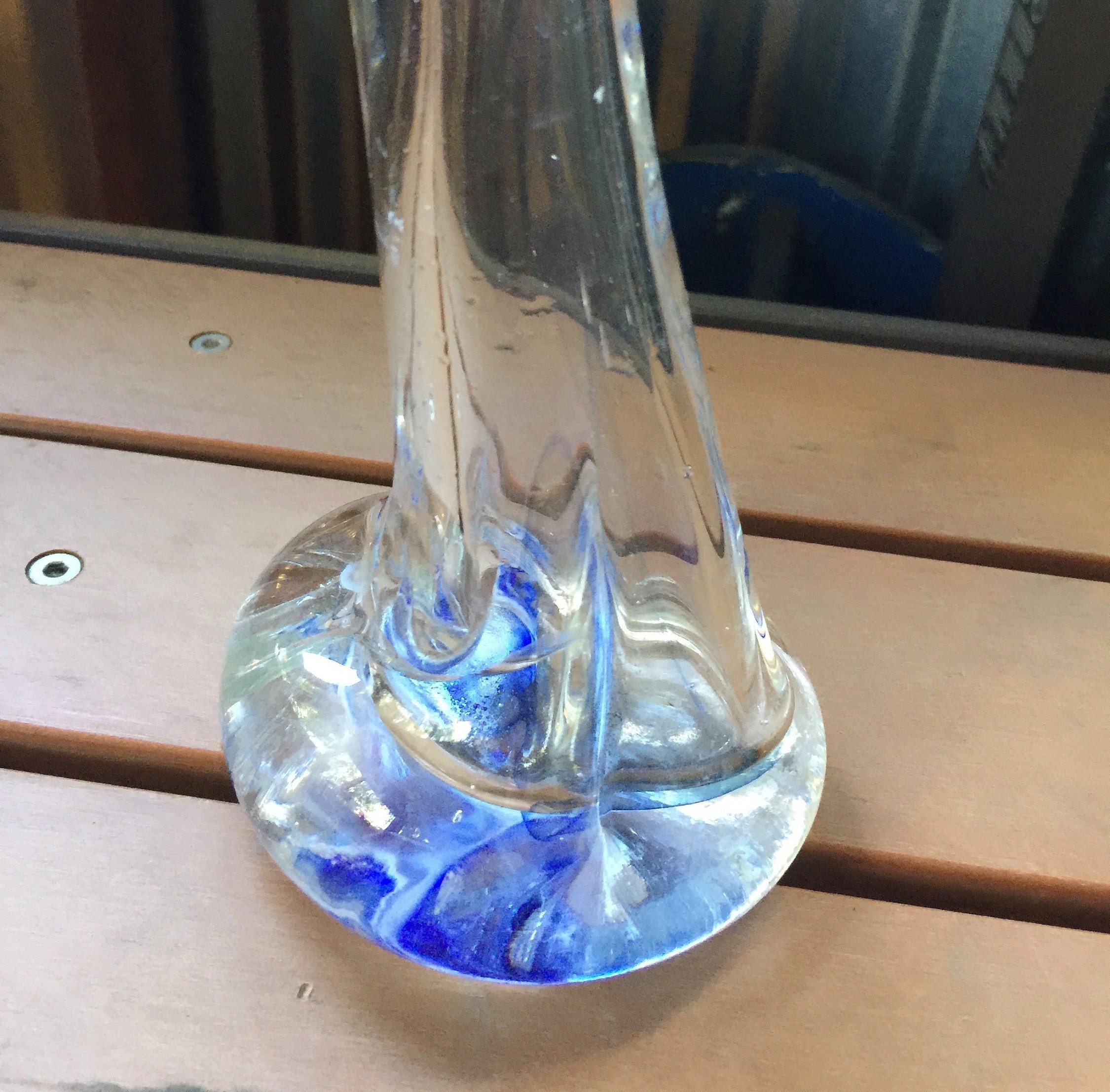 Vaso con boccioli alti, vaso con boccioli soffiati, vaso d'arte in vetro, vaso alto, vaso alto e sottile, vaso di vetro alto, vaso blu, vaso d'arte, v