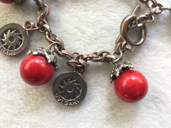 Red Charm Bracelet, Red Bracelet, Red Silver Brac… - image 10