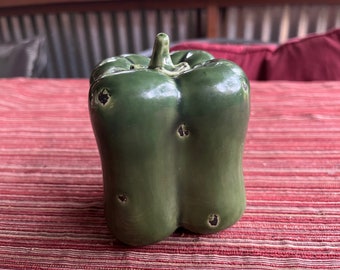 Keramische groente, keukendecor, keukenkunst, keukenkeramische kunst, groentebeeldje, glasgroente, plantaardige kunst, pompoen, paprika