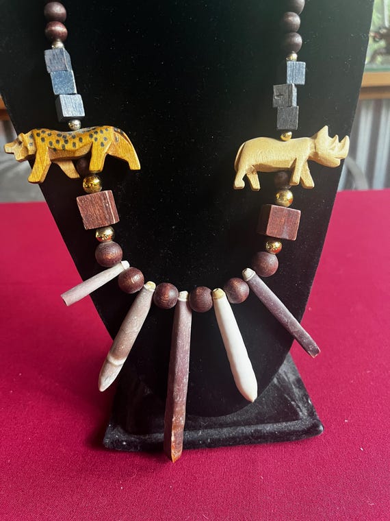 Africa Necklace, Exotic Necklace, Shell Necklace, Tropical Necklace, Animal Necklace, Jungle Necklace, Tribal Necklace, Rhino Necklace View 2