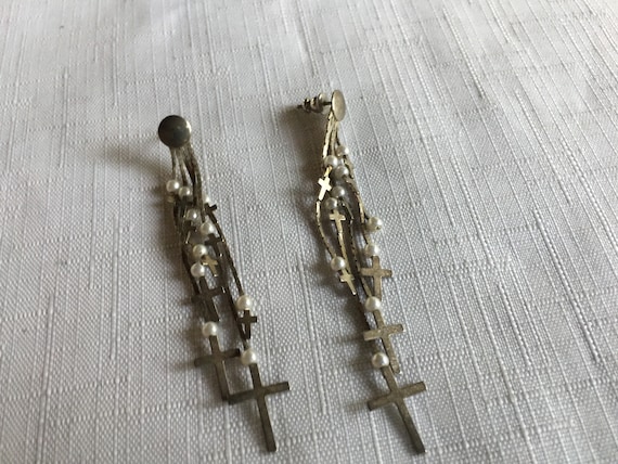 Cross Earring, Cross Drop, Cross Silver Dangle, Religious Earring, Cross Jewelry, Silver Cross Earring, Christian Earring, Christian Dangle View 5