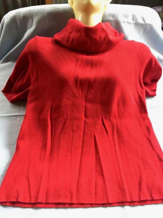 Red Top, Short Sleeve Red Top, Red Blouse, Red Kn… - image 2