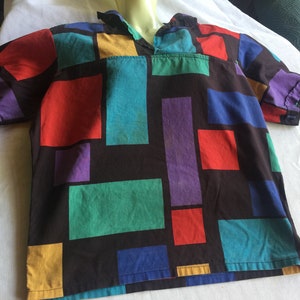 Graphic Top, Graphic Print Top, Abstract Top, Abstract Print Top, 80s Print Top, Black Print Blouse, 80 Print Blouse, 80s Top, 80s Blouse