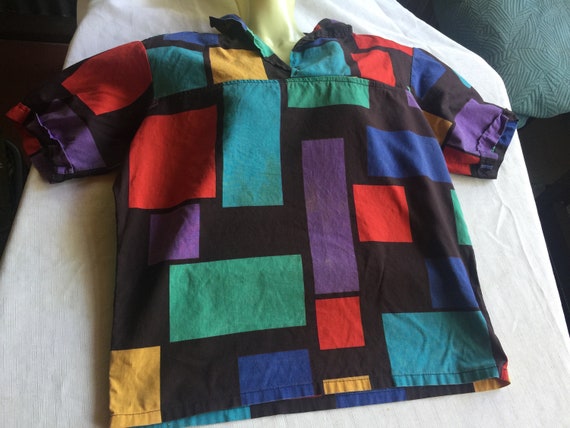 Graphic Top, Graphic Print Top, Abstract Top, Abstract Print Top, 80s Print Top, Black Print Blouse, 80 Print Blouse, 80s Top, 80s Blouse
