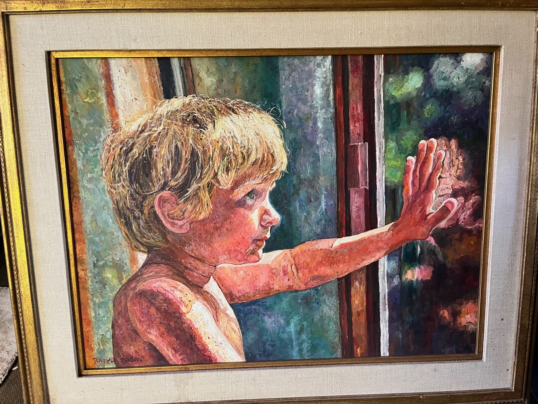 Little Boy Art, Little Boy Painting, Child Wall Art, Child Oil Painting ...