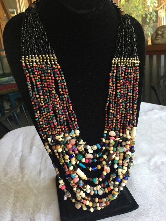 Africa Necklace, Multi-Color Necklace, Bead Triba… - image 2