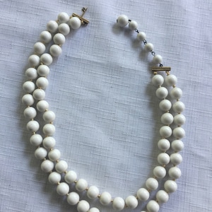 White Necklace, White Beads, White Bead Necklace, Classic Necklace, Elegant Necklace, White Double Strand, Double Strand Necklace
