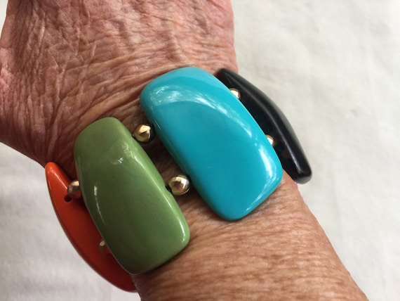 60s Bracelet, Mod Bracelet,Big Stone Bracelet,Mod
