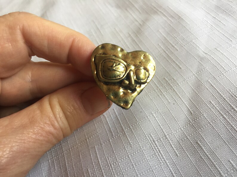Heart Ring, Face Ring, Bronze Ring, Sunglass Ring, Face Ring, Love Ring, Statement Ring, Fun Face Ring, Groovy Ring, Odd Ring, Fun Ring image 2