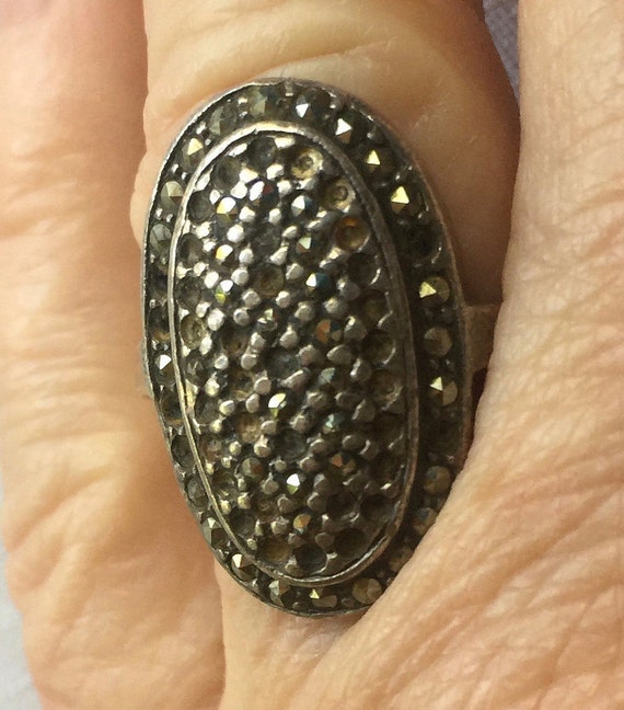 Gothic Ring, Steampunk Ring, Black Ring, Marcasit… - image 1