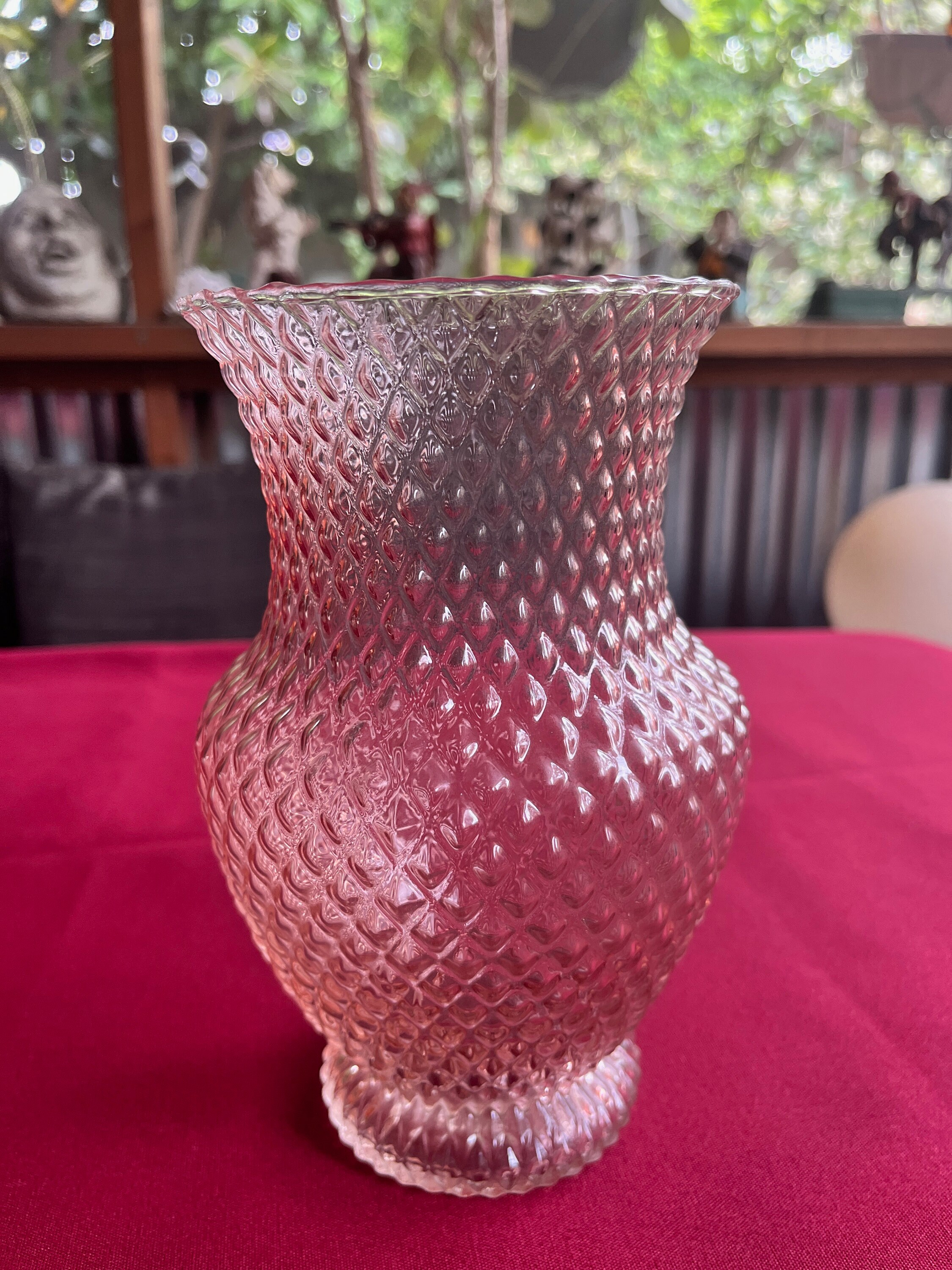 マルティグラス 花瓶 ピンク ヴィンテージ 手作り吹きガラス マルティ