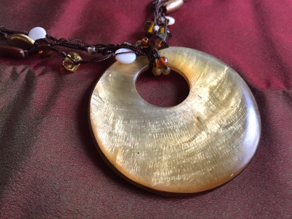 Boho Pendant, Shell Pendant, Earthtone Necklace, Beach Necklace, Earthtone Pendant, Shell Necklace, Brown Necklace, Organic Necklace,