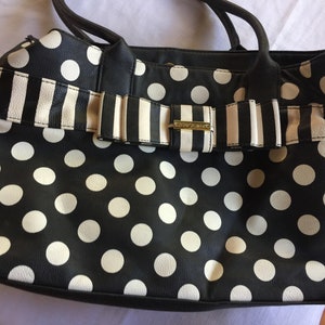 Black White Purse, Dot Purse, Designer Purse, Betsey Purse, Betsey Bag, 90 Purse, Graphic Purse, Dot Bag, 90 Designer Bag, Black Bag