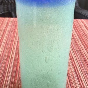 Green Drinking Glass, Blown Glass Tumbler, Blue Tumbler, Art Glass Tumbler, Hand Blown Tumbler, Art Tumbler, Blue Highball, Yellow Glass